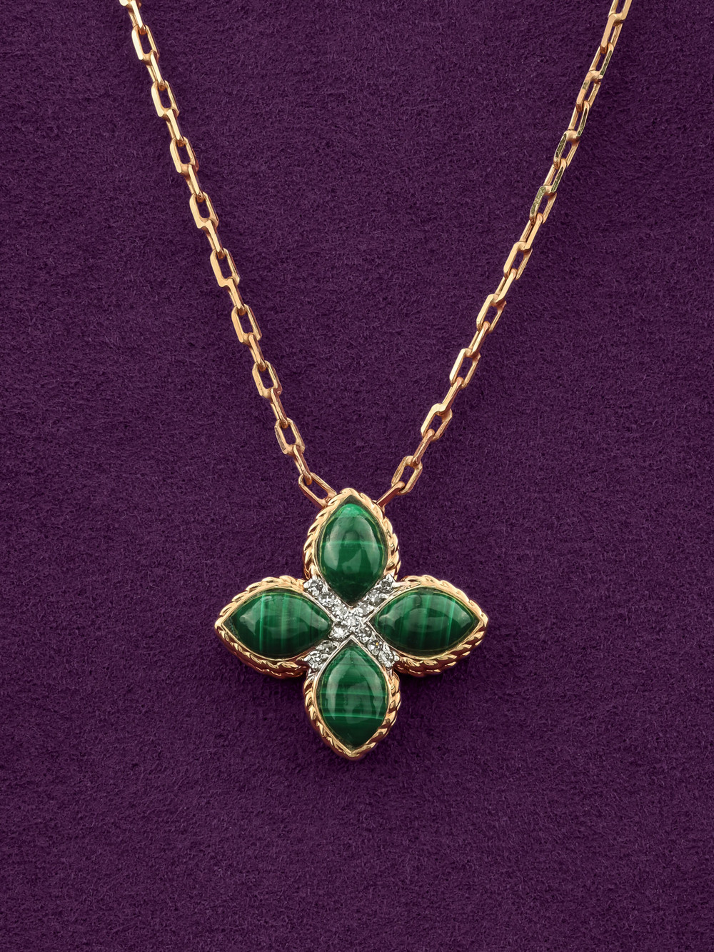 Колье из золота c бриллиантами и малахитом