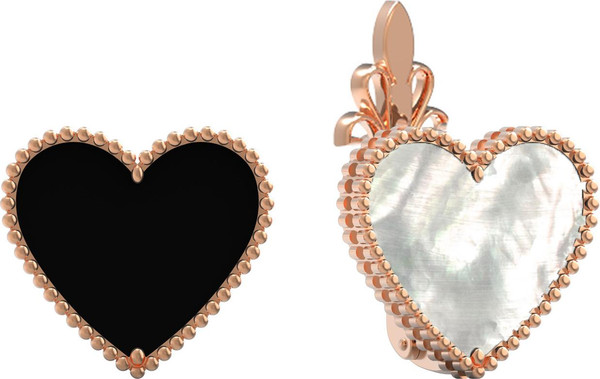 Серьги из золота c ониксом и перламутром