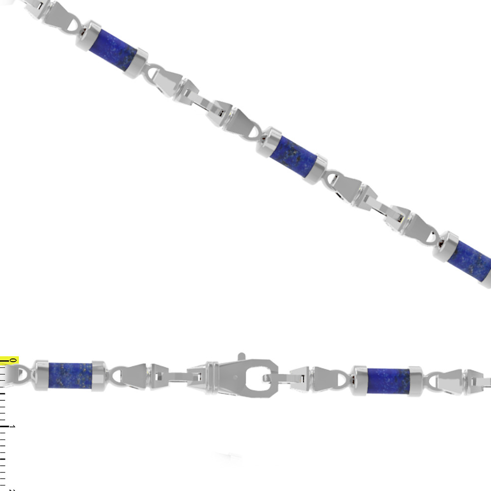 Цепь из белого золота c лазуритом
