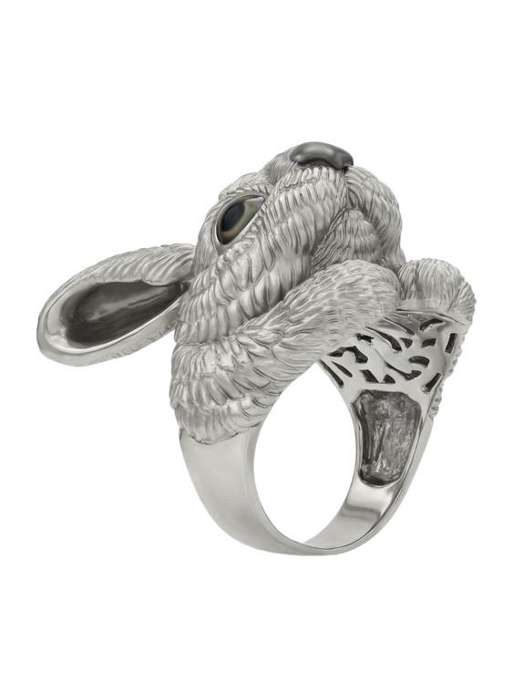 Кольцо из белого золота c эмалью