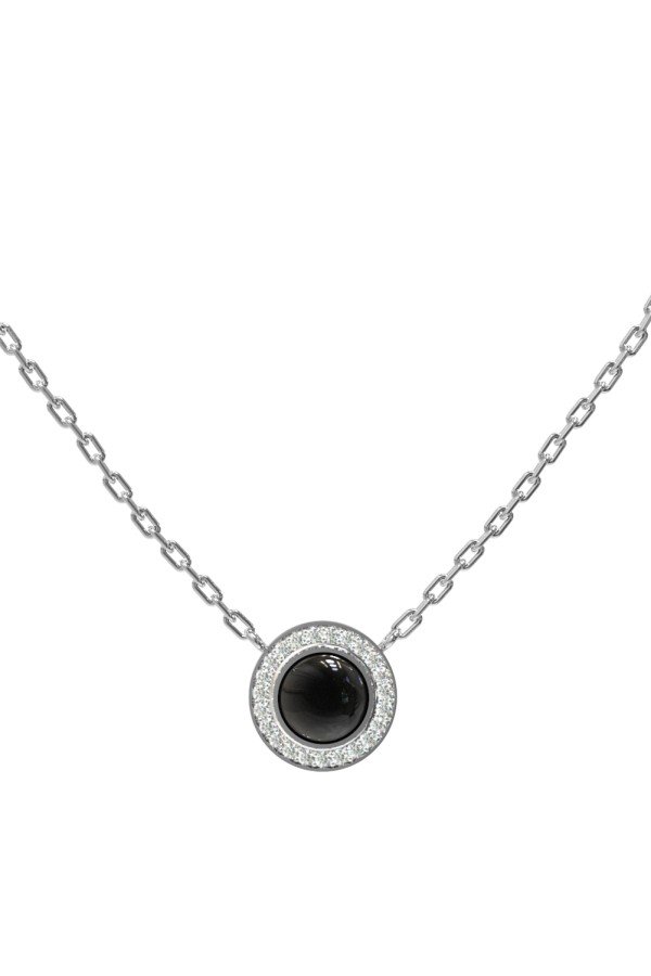 Колье из белого золота c бриллиантами и ониксом