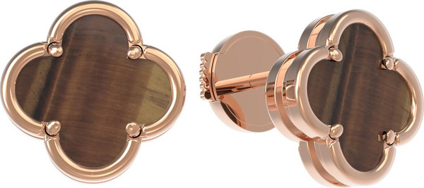 Серьги из золота c тигровым глазом