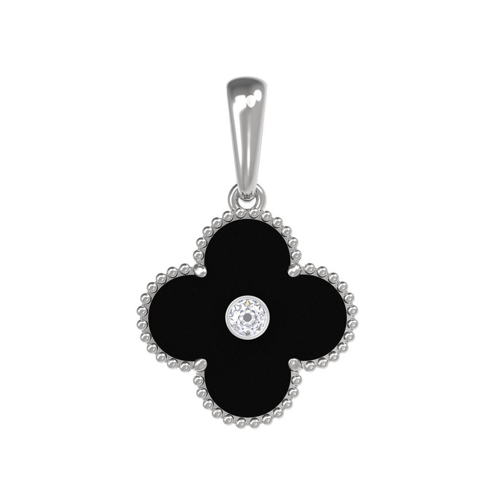 Подвеска из белого золота c бриллиантами и ониксом