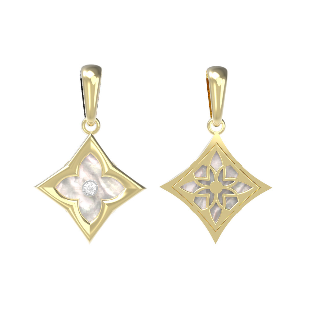 Подвеска из лимонного золота c бриллиантами и перламутром