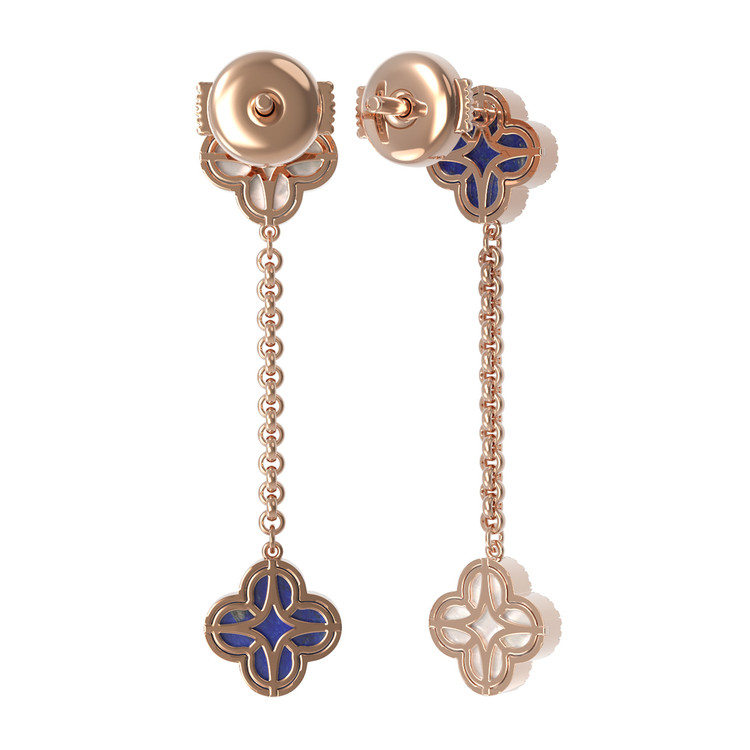 Серьги из золота c бриллиантами, лазуритом и перламутром