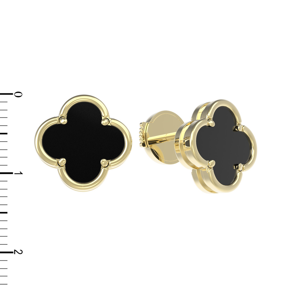 Серьги из лимонного золота c ониксом