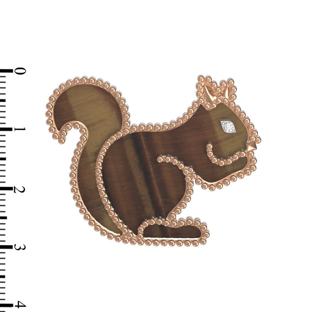 Брошь из золота c бриллиантами и тигровым глазом