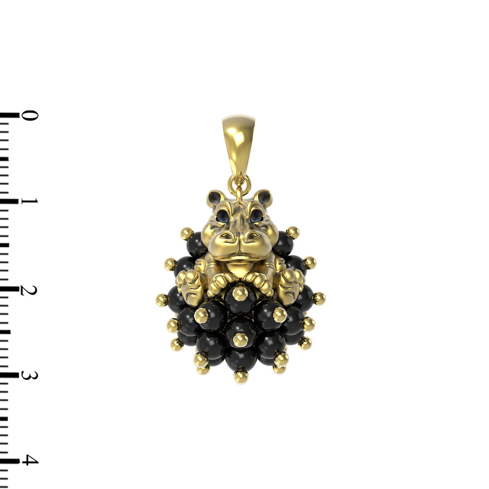 Подвеска из лимонного золота c эмаль и ониксом