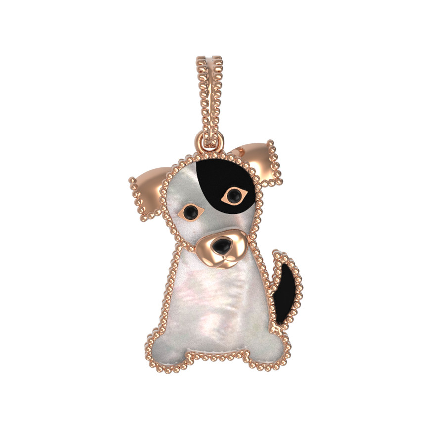 Подвеска из золота c эмалью, ониксом и перламутром