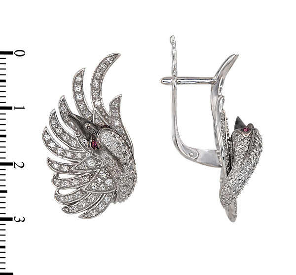 Серьги из белого золота c фианитом