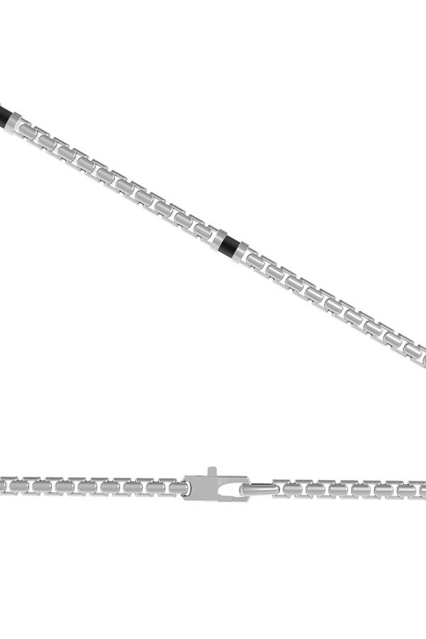 Цепь из белого золота c ониксом