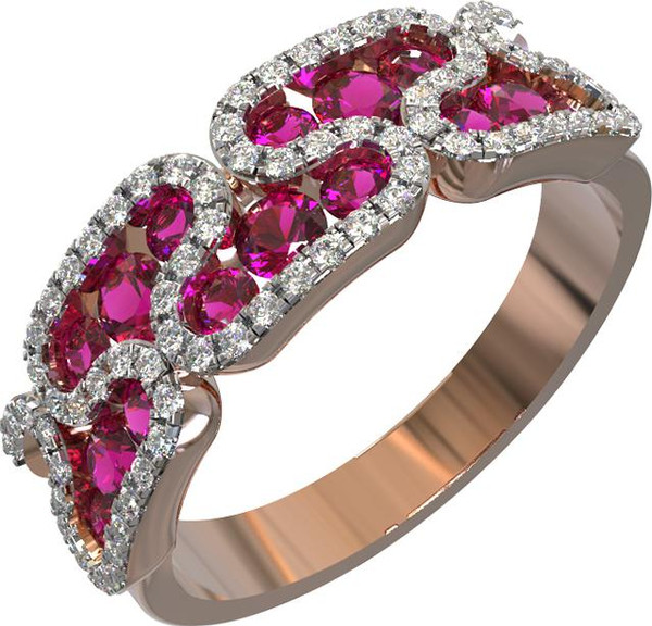 Кольцо из золота c бриллиантами и рубином