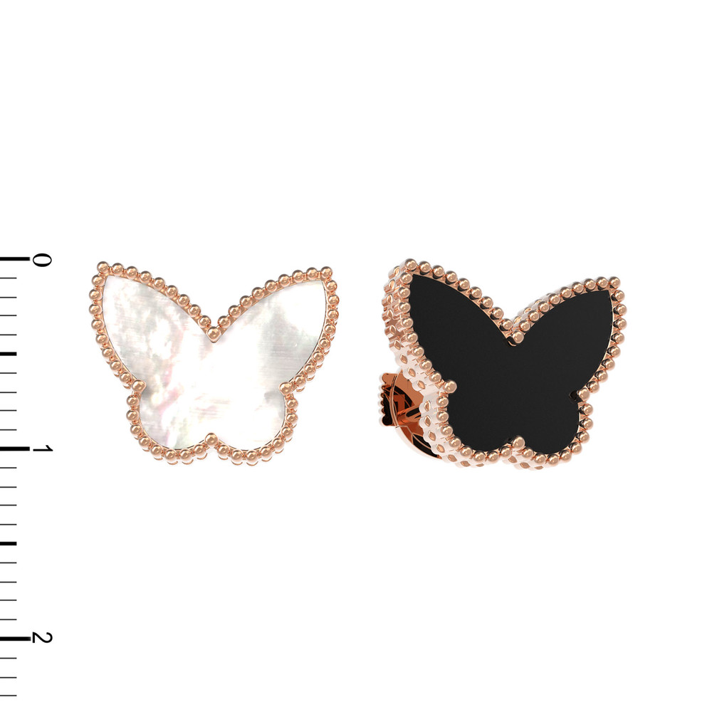 Серьги из золота c ониксом и перламутром