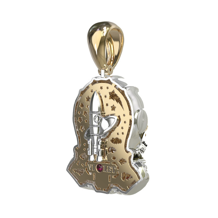 Подвеска из лимонного золота c эмаль , бриллиантами и рубином