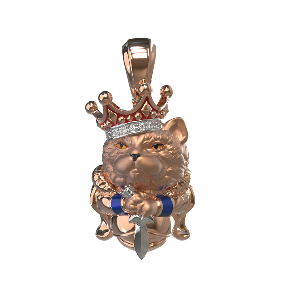 Подвеска из золота c эмаль , бриллиантами и рубином