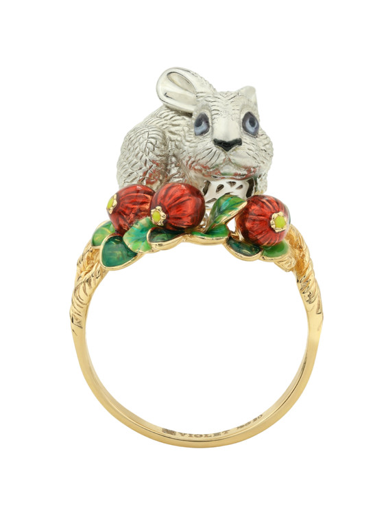 Кольцо из лимонного золота c эмалью