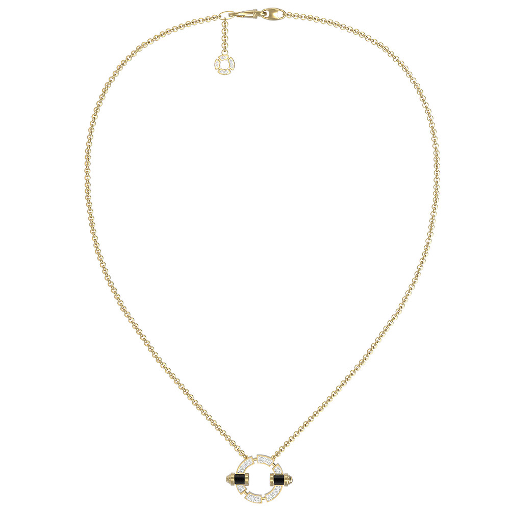 Колье из лимонного золота c бриллиантами и ониксом