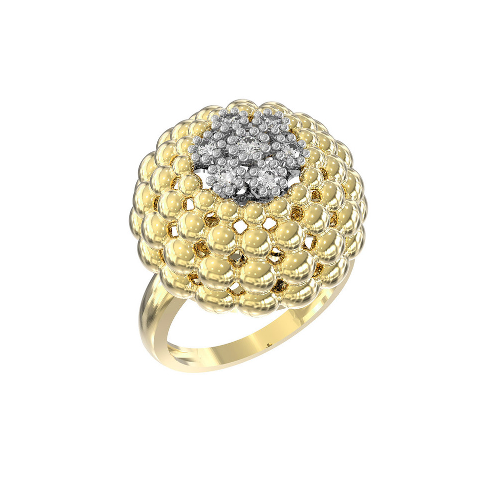 Кольцо из лимонного золота c бриллиантами