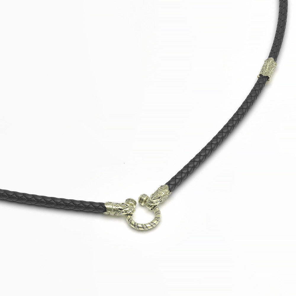 Шнурок кожаный из зелёного золота c кожаным шнурком