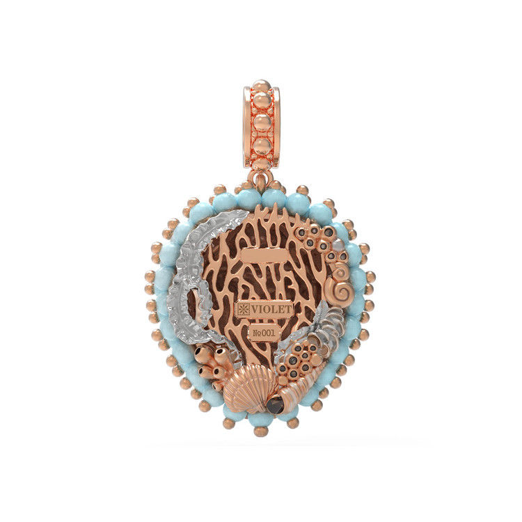 Подвеска из золота c эмалью и бирюзой