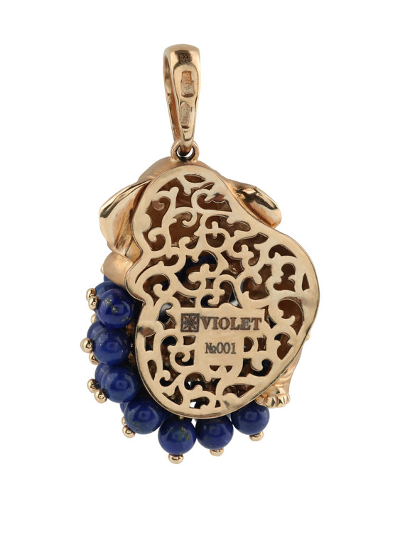 Подвеска из золота c эмаль и лазуритом