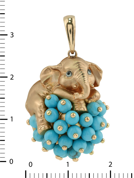 Подвеска из золота c эмаль и бирюзой