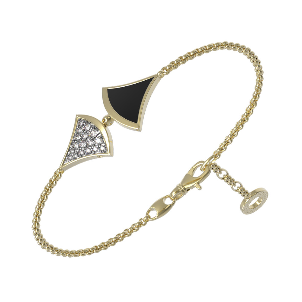 Браслет из лимонного золота c бриллиантами и ониксом