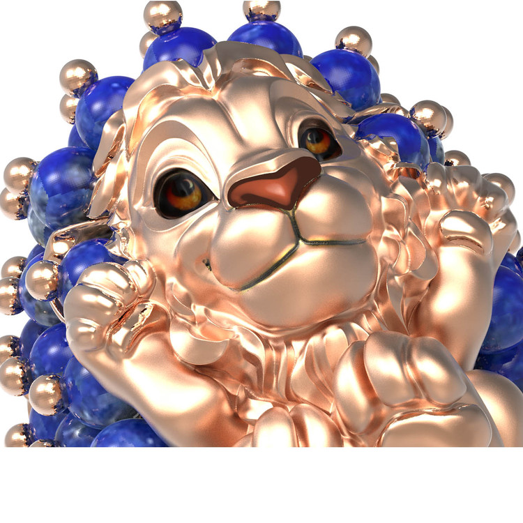 Кольцо из золота c эмалью и лазуритом