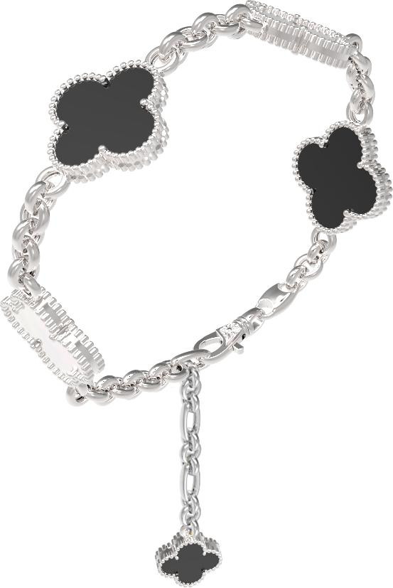 Браслет из белого золота c ониксом и перламутром