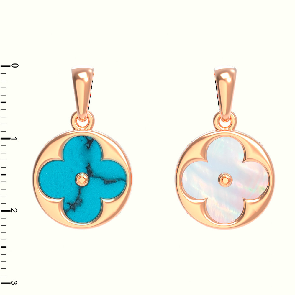 Подвеска из золота c бирюзой и перламутром