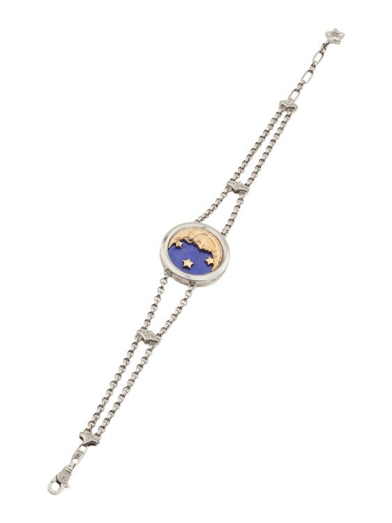 Браслет из белого золота c бирюзой и лазуритом