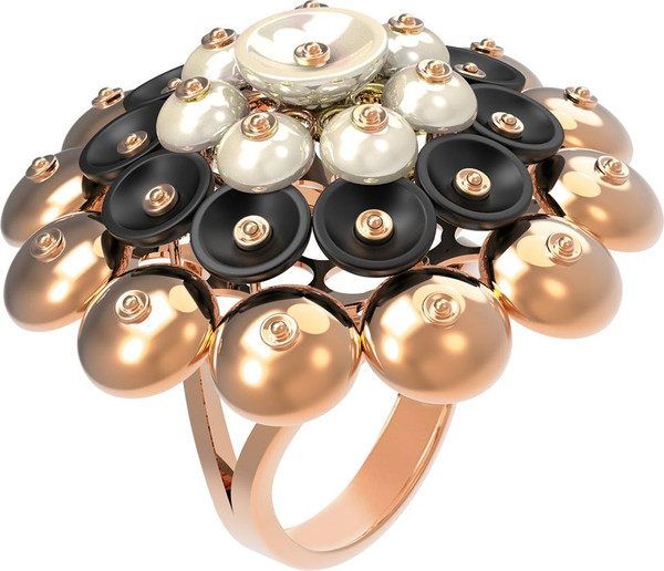 Кольцо из золота c ониксом и перламутром