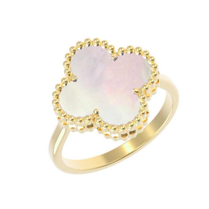 Кольцо из лимонного золота c перламутром