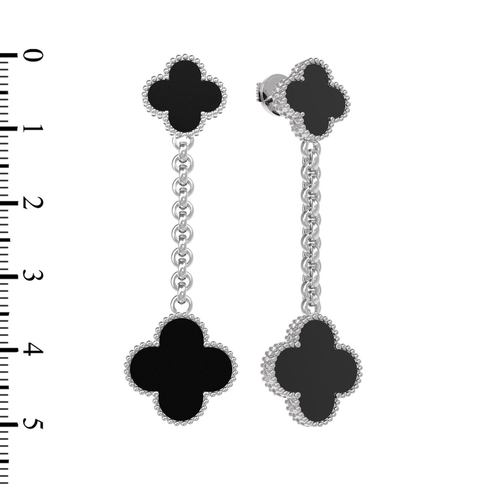 Серьги из белого золота c ониксом